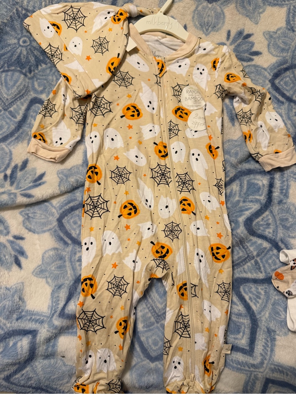 Milkberry Halloween Ghost & Pumpkin Bamboo Blend - Size 6/9 M NWT